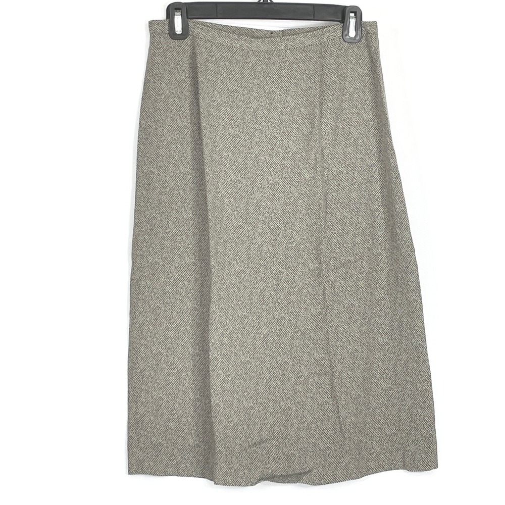 Liz Claiborne Women Skirt 8 Midi Gray Micro Pattern Textured A-Line Career